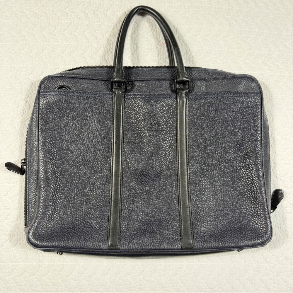 Coach Metropolitan Slim Briefcase - Navy Pebbled Leather Work Office Travel